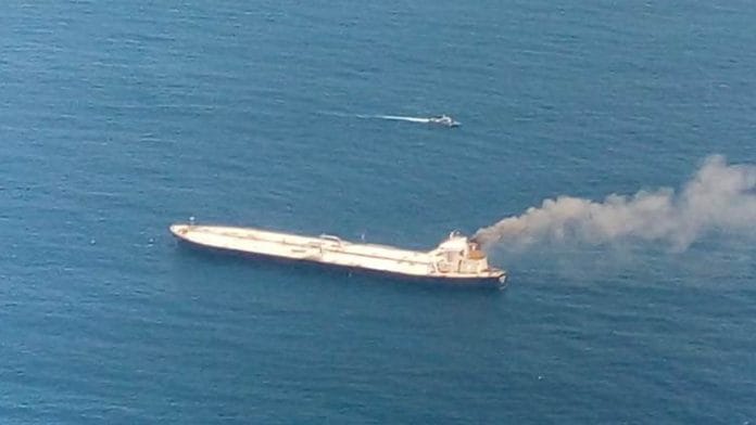 Oil tanker New Diamond on fire | @IndiaCoastGuard | Twitter