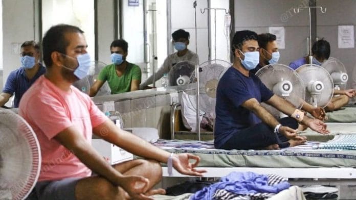Representational image of patients meditating in a hospital ward | Photo: Praveen Jain | ThePrint