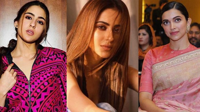 Actors Sara Ali Khan, Rakul Preet Singh and Deepika Padukone. | Photo: Commons
