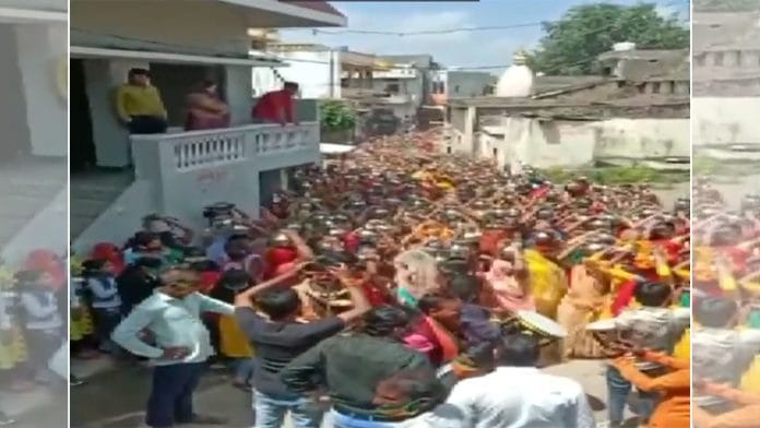 During the Kalash Yatra in Indore on 9 September 2020 | ANI videograb