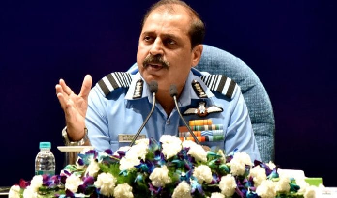 Air Chief Marshal RKS Bhadauria addresses a press conference in New Delhi Monday | ANI