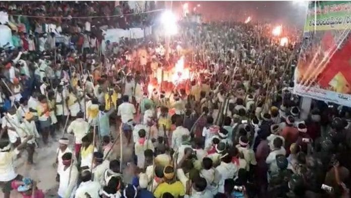 Thousands of people gather in Devaragattu village in Kurnool, Andhra Pradesh, for a stick-fight as part of the Banni festival tradition | By special arrangement