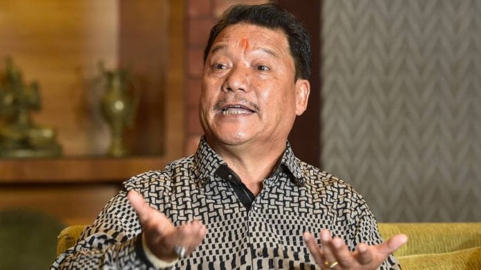 Gorkha Janamukti Morcha chief Bimal Gurung addresses a press conference in Kolkata on 21 October 2020 | Ashok Bhaumik | PTI