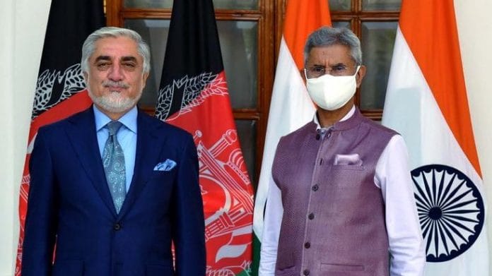 External Affairs Minister S Jaishankar with Chairman of the High Council for National Reconciliation Abdullah Abdullah | Twitter/@DrSJaishankar