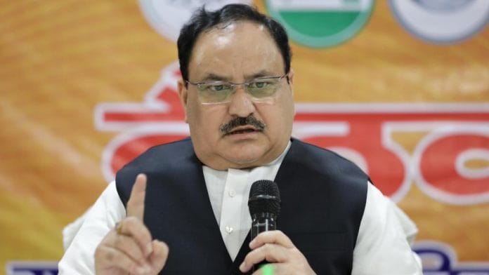 Bharatiya Janata Party (BJP) national president Jagat Prakash Nadda addressing a public gathering in Sonpur | Twitter/@JPNadda