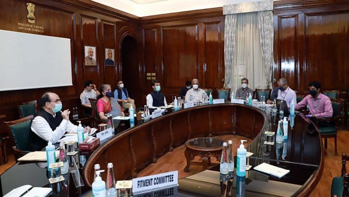Finance Minister Nirmala Sitharaman chairs the GST Council meeting Monday night | Photo: ANI