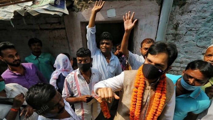 Luv Sinha, the Congress candidate from Bankipur in Patna, campaigns ahead of the Bihar assembly elections | Photo: Praveen Jain | ThePrint