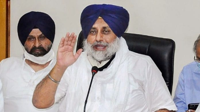 File photo of Shiromani Akali Dal chief Sukhbir Singh Badal | @officeofssbadal | Twitter