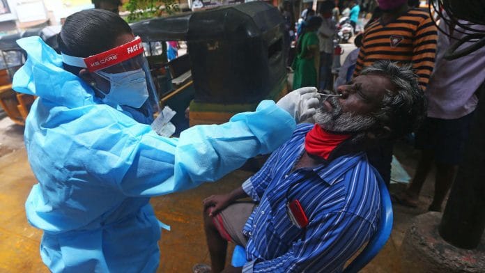 A man undergoes a Covid-19 test in Tamil Nadu | Photo: ANI