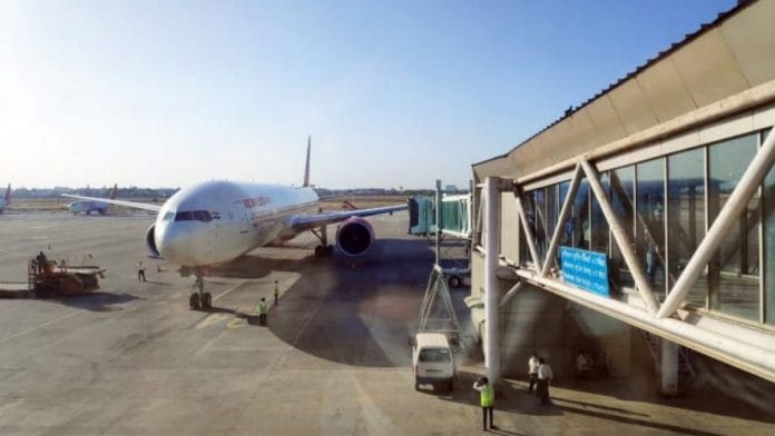 File photo of a special Air India flight under Vande Bharat Mission arrives at Ahmedabad airport | ANI