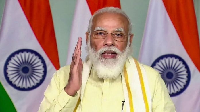 Prime Minister Narendra Modi addresses centenary convocation of University of Mysore, via video conferencing, in New Delhi, Monday, Oct. 19, 2020 | PTI Photo