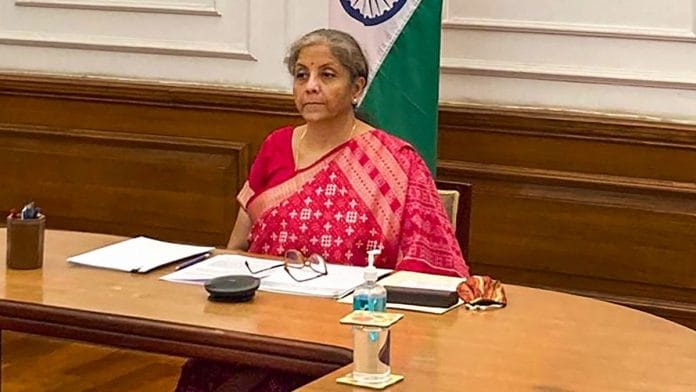 Finance Minister Nirmala Sitharaman interacts with Lance Uggla, Chairman & CEO-IHS Markit, at the 4th Annual India Energy Forum by CERA Week | PTI