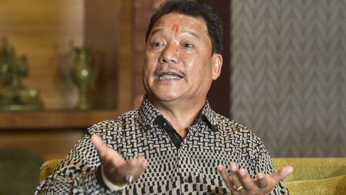 Gorkha Janamukti Morcha (GJM) supremo Bimal Gurung addresses a press conference, in Kolkata, Wednesday, Oct. 21, 2020. | PTI