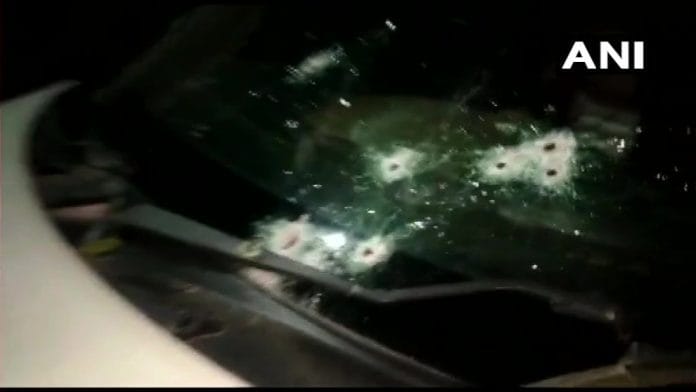 The car in which the three BJP workers were travelling in when they were shot at | ANI | Twitter
