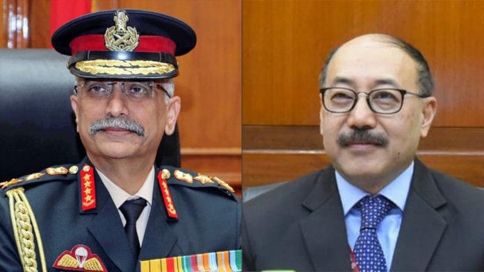 Army Chief M.M. Naravane (left) and Foreign Secretary Harsh Shringla | ThePrint Photo