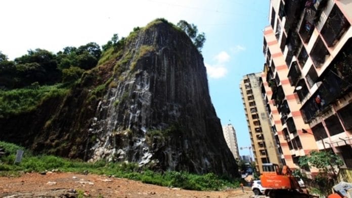 The Gilbert Hill structure, surrounded by tall buildings in Mumbai. | Photo: Vasant Prabhu/ThePrint