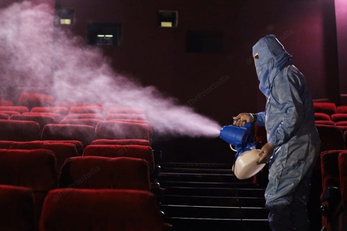 A theatre in Delhi ahead of its reopening on October 14 | Photo: Manisha Mondal | ThePrint