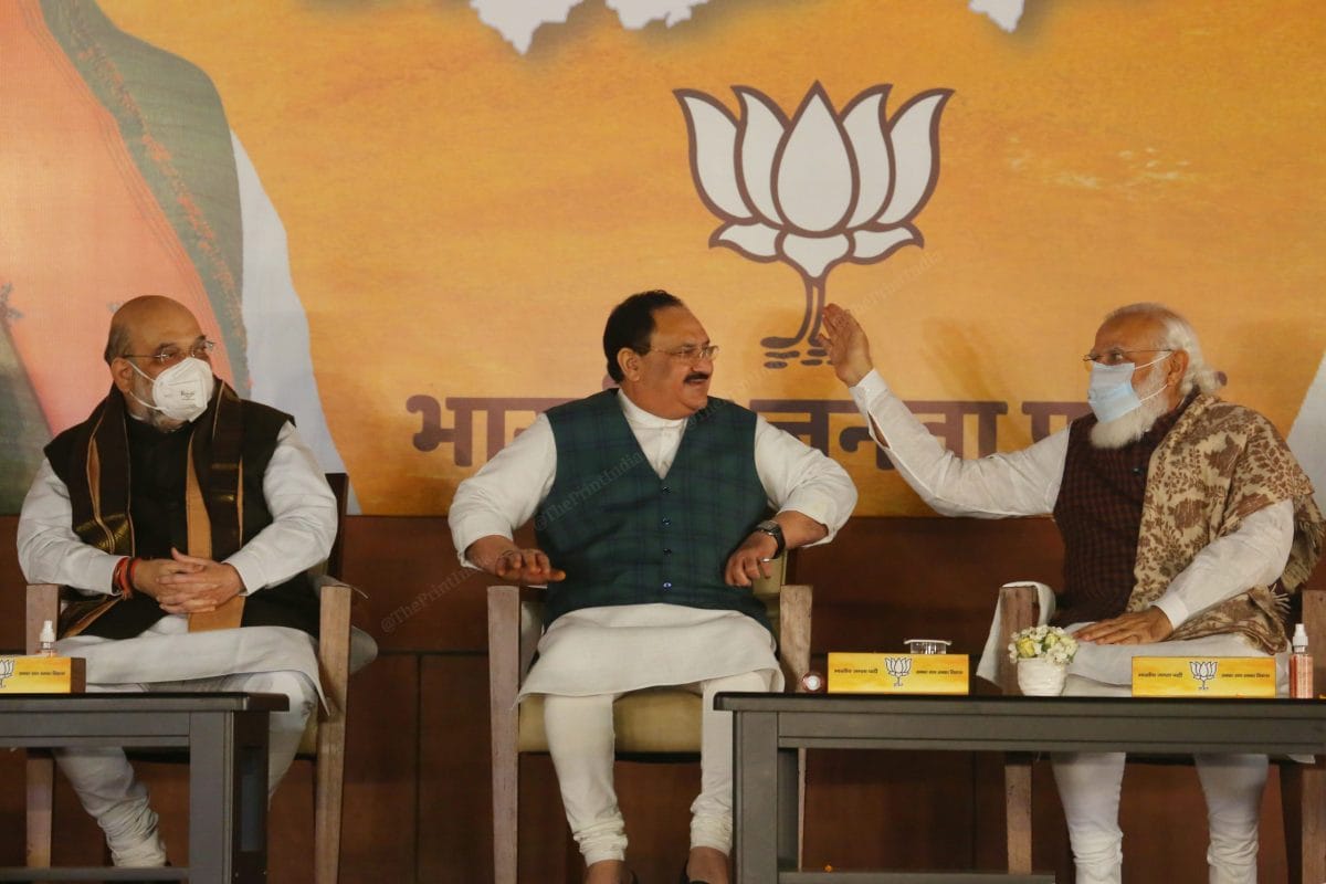 In his speech, the prime minister praised BJP party president J.P. Nadda | Photo: Praveen Jain | ThePrint