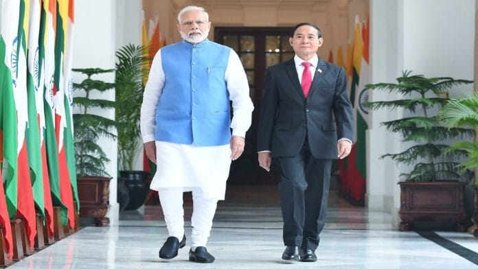 File image of PM Narendra Modi with Myanmar President U Win Myint | Twitter | @narendramodi