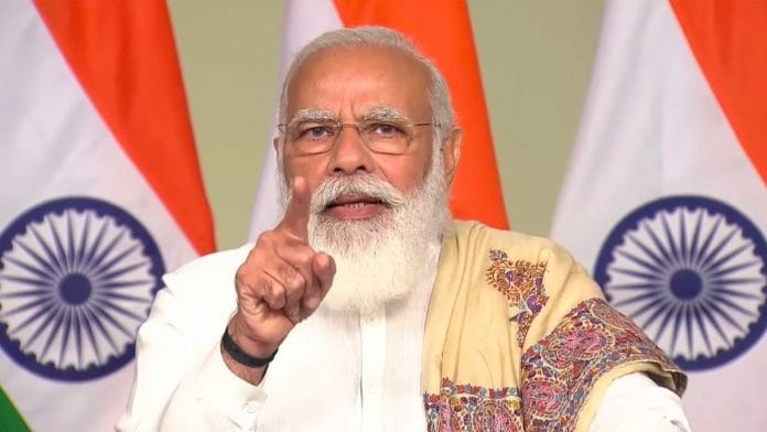 Prime Minister Narendra Modi addresses the 8th convocation of Pandit Deendayal Petroleum University, Gandhinagar via video conferencing, in New Delhi, Saturday, 21 November, 2020 | PTI Photo
