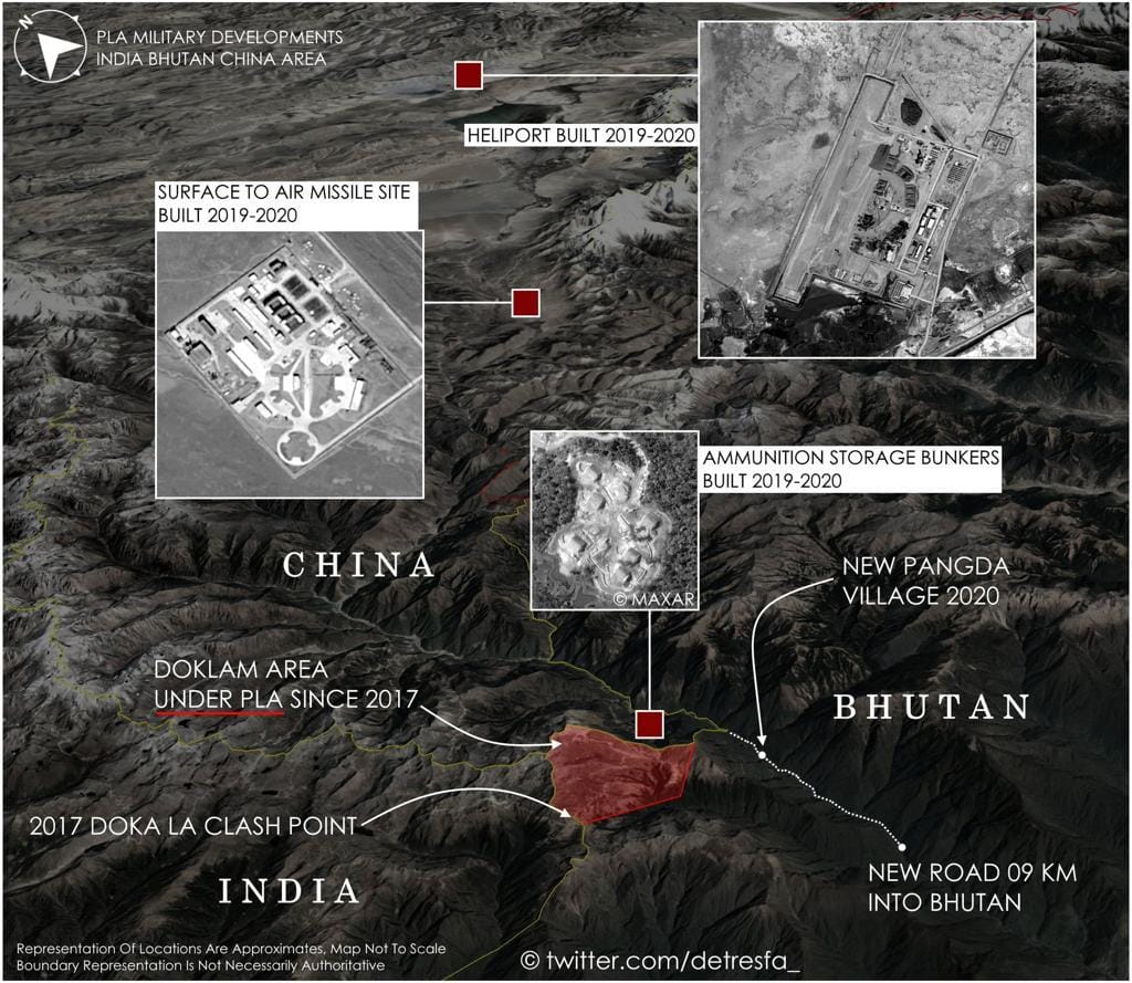 Satellite image of the region where the Chinese village has allegedly come up | Twitter: @detresfa_
