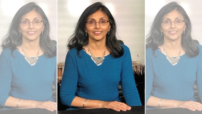 A file photo of Nisha Biswal, president of the US-India Business Council at the US Chamber of Commerce. | Photo: Twitter