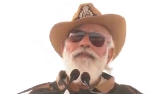 PM Narendra Modi addressing soldiers at Longewala Post in Rajasthan on 14 November
