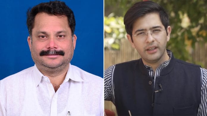 Goa minister Nilesh Cabral and AAP MLA Raghav Chadha | Pic credit: Goa government website/Wiki