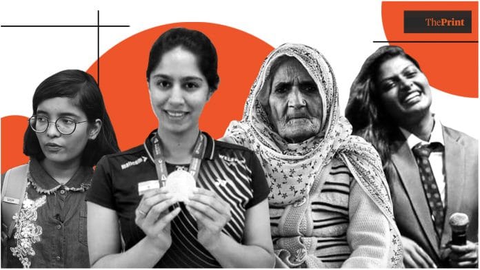 (From left) Ridhima Pandey, Manasi Joshi, Bilkis Bano and Isaivani | Image: ThePrint team