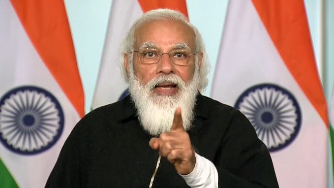 Prime Minister Narendra Modi speaks during the launch of Ayushman Bharat PM-JAY SEHAT, which will be extended to all residents of J&K, in New Delhi on 26 December, 2020. | ANI