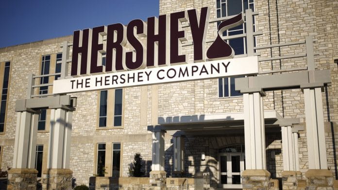 Signage is displayed outside of the Hershey Co. headquarters in Hershey, Pennsylvania, U.S., on Tuesday, Nov. 28, 2017. | Photographer: Luke Sharrett | Bloomberg