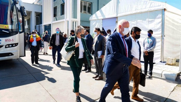 Foreign envoys arrive at Bharat Biotech facility to review the development of Covid vaccine, in Hyderabad on 9 December