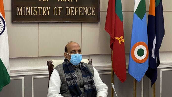 Defence Minister Rajnath Singh attending the Military Literature Festival-2020 via video conference | Twitter/@DefenceMinIndia