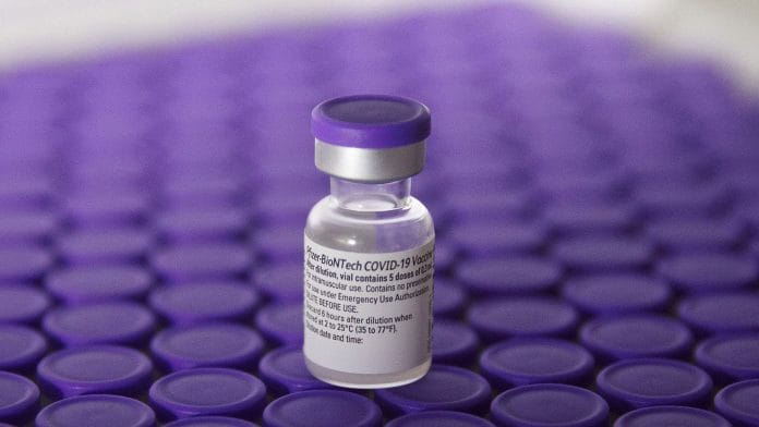 A vial of the Pfizer-BioNTech Covid-19 vaccine