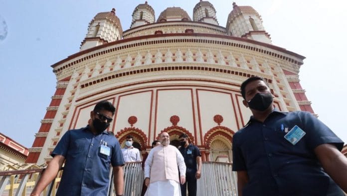Home Minister Amit Shah at Dakshineswar Kali temple during his visit to Kolkata in November | Photo: Twitter/@AmitShah