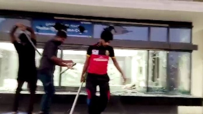 Violence erupts at the Wistron iPhone manufacturing unit over delayed salary payment, in Kolar on 12 December 2020 | ANI Photo