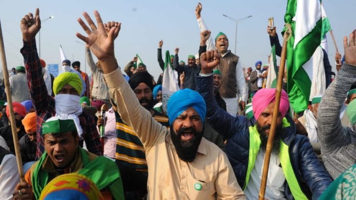 Farmers protest at Delhi's Ghazipur border (representational image) | Photo: Suraj Singh Bisht | ThePrint