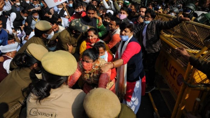 AAP dharna outside the Chief Minister Arvind Kejriwal’s residence in Delhi | Photo: Suraj Singh Bisht | ThePrint