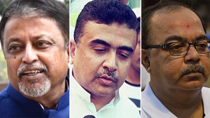 BJP leaders Mukul Roy, Suvendu Adhikari and Sovan Chatterjee | Wikipedia