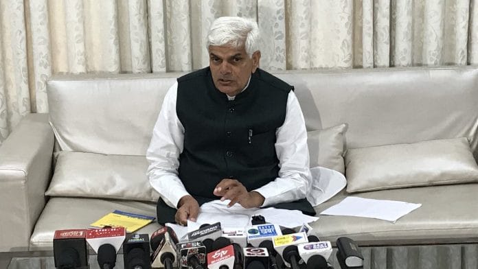 File photo of Rampal Majra addressing media | Twitter/Tarun Mishra