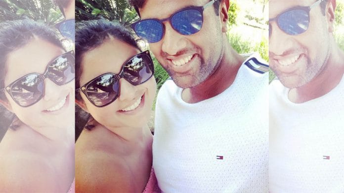 Cricketer Ravichandran Ashwin with wife Prithi | Twitter | @prithinarayanan