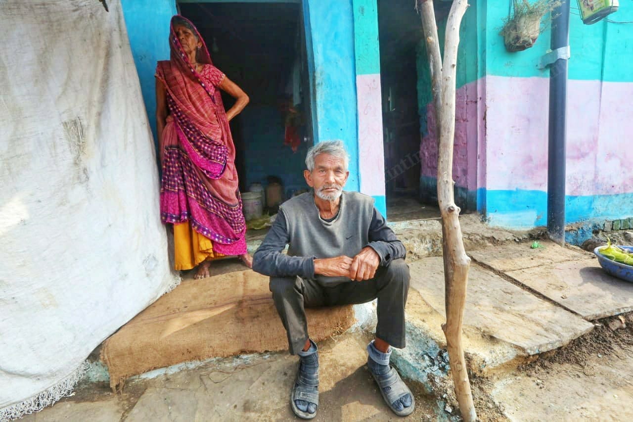 Maan Singh with his wife Radha Devi at their home | Praveen Jain | ThePrint