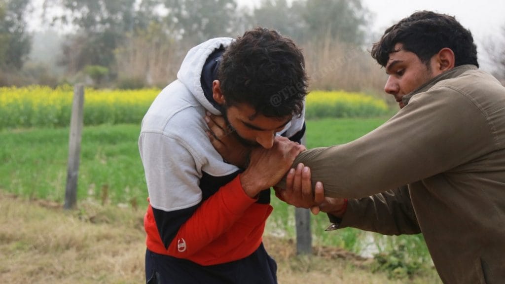 Two men training at Master Pahalwan Akhara | Photo: Manisha Mondal | ThePrint