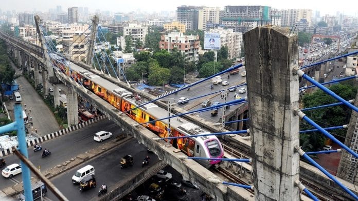 Representational image. | A file photo of an operational Mumbai Metro corridor. | Photo: ANI
