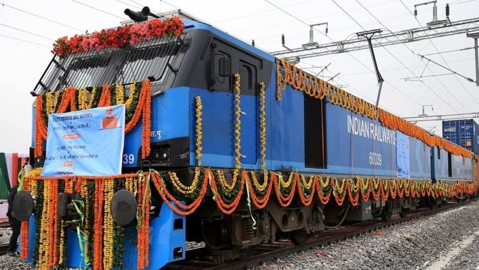 The inauguration of the 306-km New Rewari-New Madar section of the Western Dedicated Freight Corridor at the New Kishangarh station near Ajmer on 7 January. | Representational photo: ANI