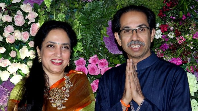 A file photo of Maharashtra Chief Minister Uddhav Thackeray and his wife and Saamana editor Rashmi Thackeray. | Photo: ANI