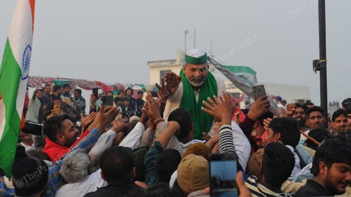 BKU leader Rakesh Tikait at mahapanchayat in Haryana's Jind | Suraj Singh Bisht | ThePrint