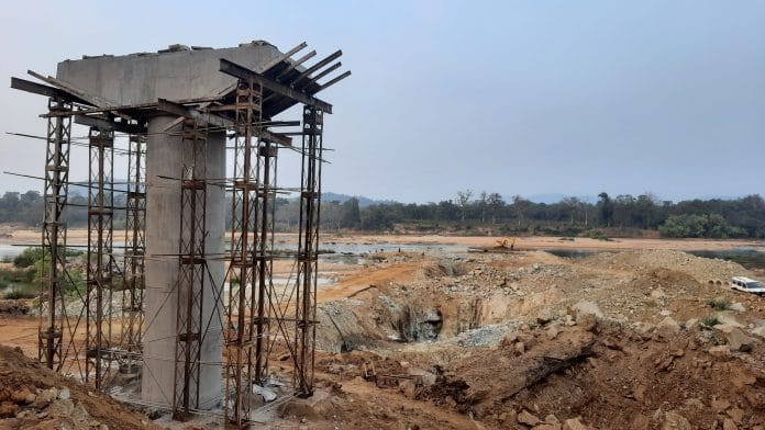 An under-construction bridge on the Indravati river that will connect Abujhmad | Ashutosh Bharadwaj