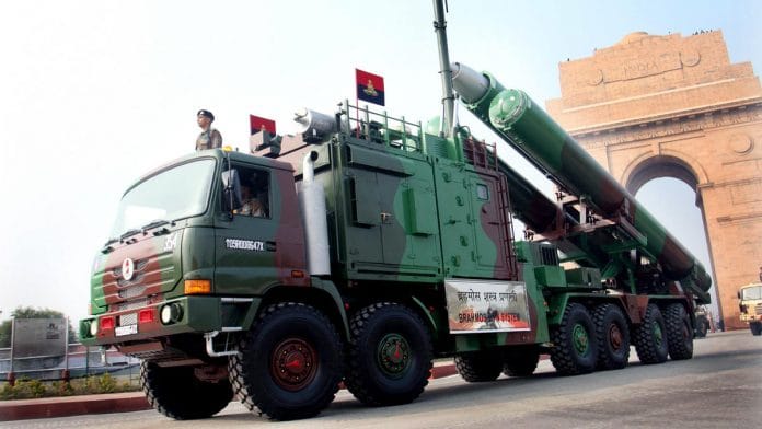 The BrahMos missile at India Gate as part of Republic Day celebrations | Photo: ANI
