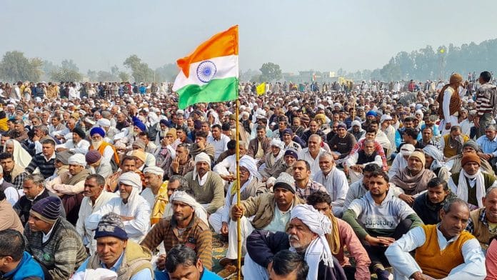 File photo | Farmers during 'Kisan Mahapanchayat' against the farm laws, in Jind | PTI